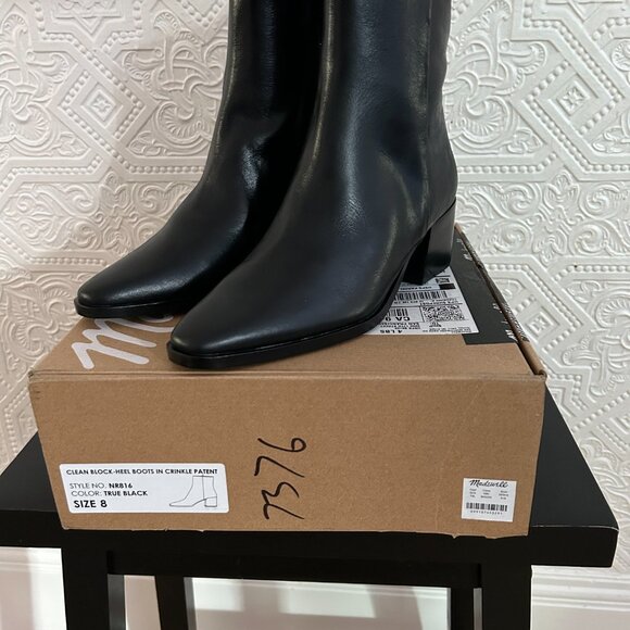 Madewell Black Leather Block Heel Booties New with Box - Picture 2 of 2